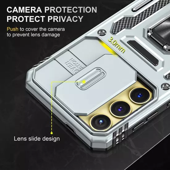 Armor Rugged Case Slide Camera Cover For Samsung Galaxy S24 S23 Ultra S22 S21