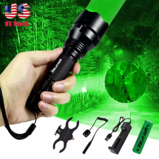 Green/Red/White LED Coyote Hunting Flashlight Weapon Gun Light Scope Mount Rifle