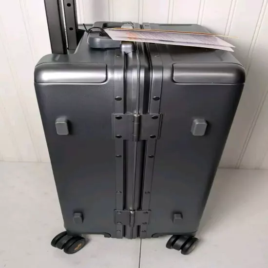 LEVEL8 Zipperless Carry on Luggage w/ Aluminum Frame 20" Spinner, TSA Lock, Grey