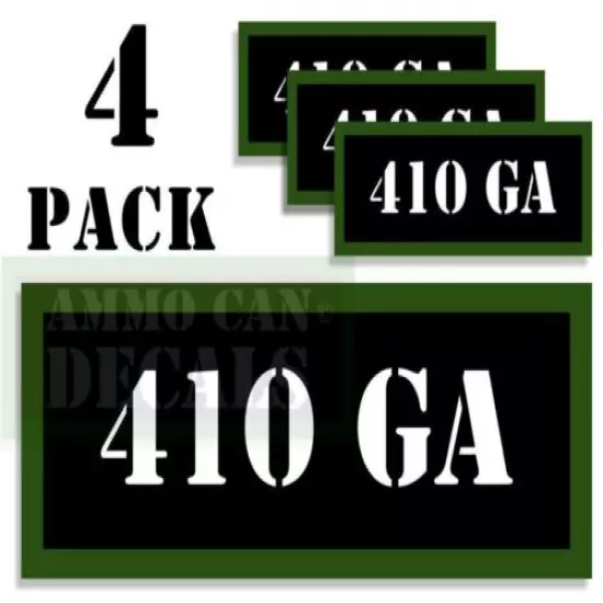 410 GA Ammo Can Decals Ammunition Ammo Can Labels 3"x1.15" Vinyl 4-pack