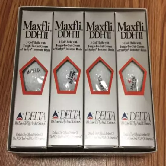 Rare Delta Airlines Maxfli DDHII PGA Tour Golf Balls 4 Packs of 3 = 12 NEW