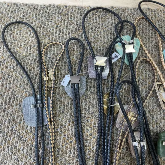 Lot of Vintage BOLO TIES some with Turquoise Petrified wood Agate etc