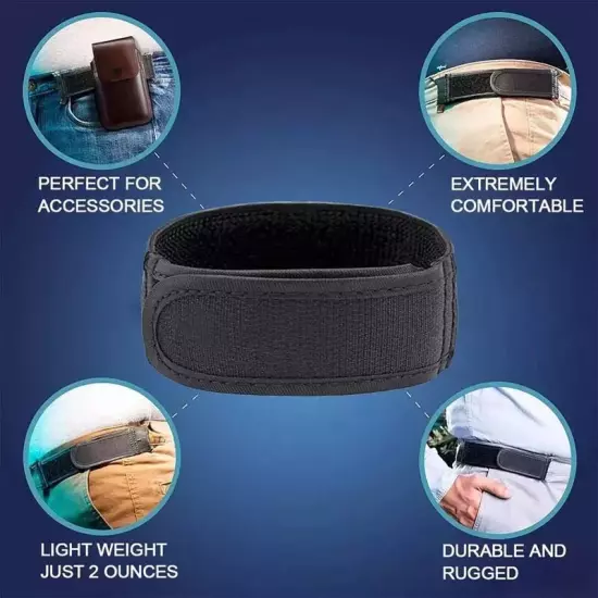 2X No Buckle Elastic Belts Fits 1 inch Belt Loops Buckle Free Waist Belts New