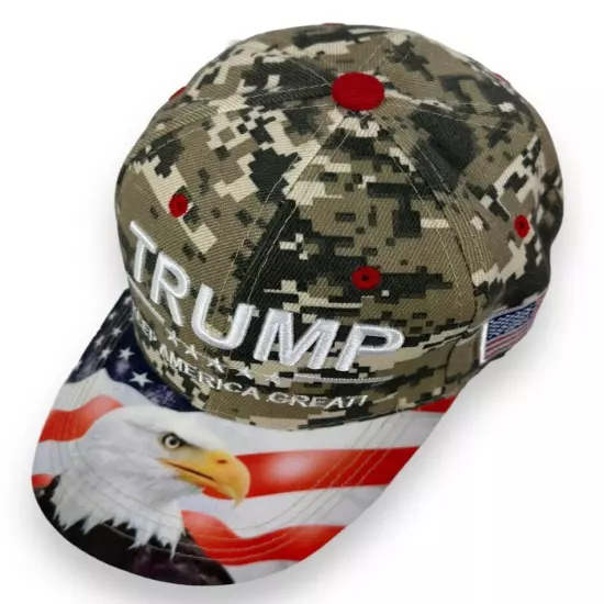 Donald Trump 45 Hat Keep America Great Bald Eagle US Flag Military Digital Camo