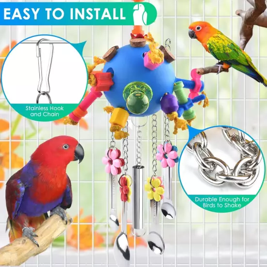 Bird Toys, Parrot Pull Spoons Colorful Acrylic Stick Toys Bird Chew Toys for Ama