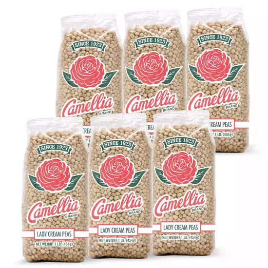 Camellia Brand Dried Lady Cream Peas, 1 Pound Pack of 6