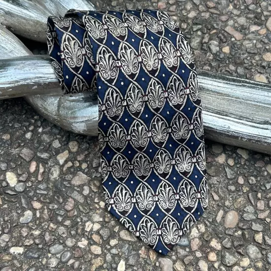 Robert Talbott Best of Class Blue Fleur De Lis Print 00% Silk Designer Tie