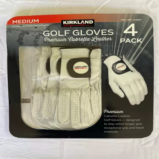 Premium Cabretta Leather Left Golf Glove For Right-Handed Golfer - Medium, 4Pack