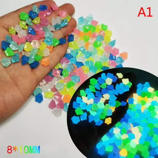 300pcs Garden Decor Luminous Stones Glow In Dark Decorative Pebbles Sn