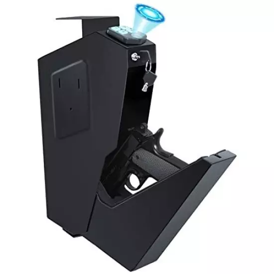 Dalmbox Mounted Fingerprint Gun Safe for Pistols Auto Open Lid Biometric Pist...