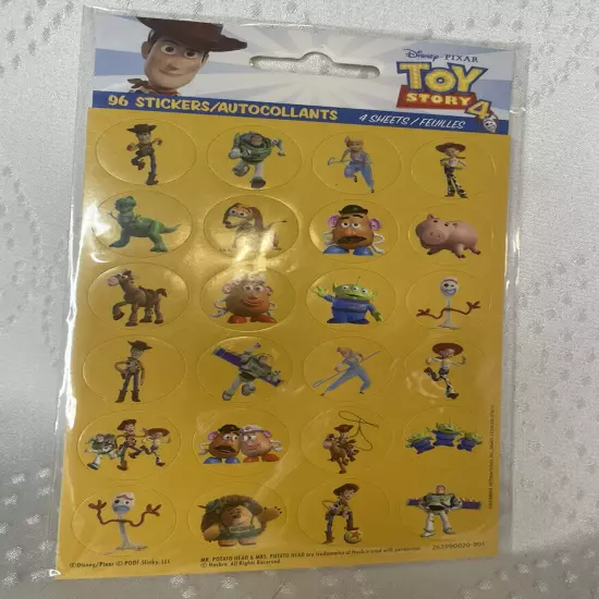 96 Disney Toy Story 4 Stickers (4 Sheets) Teachers Parties Collectors