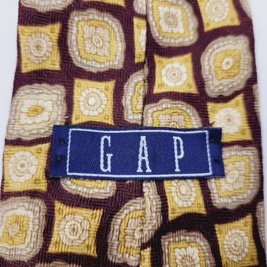 GAP Colorful Geometric Print Maroon Background Necktie Classy Business Style