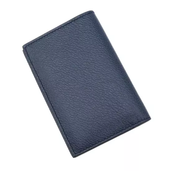 Prada Embossed Logo Leather Card Case Card Holder Navy Blue