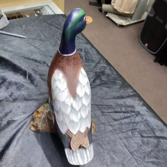 Vintage 1985 Freeport, Maine Red Breasted Wooden Decoy Hand Carved & Painted