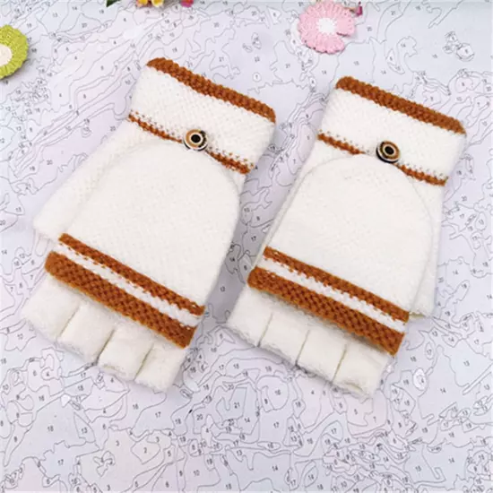 Winter Knitted Flip Gloves For Men And Women Adult Fingerless Reverse Cover Warm