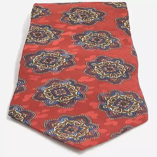 Addison on Madison Handmade Business Silk Necktie Deep Red w Medallion Pattern