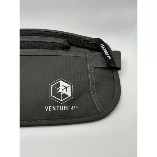 Venture 4th RFID Blocking Travel Money Belt Black Nylon Adjustable Strap & Mesh