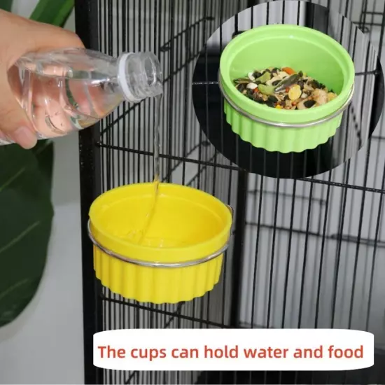 Bird Parrot Food Water Bowl Feeder Plastic Pigeons Birds Cage Feeding Holder