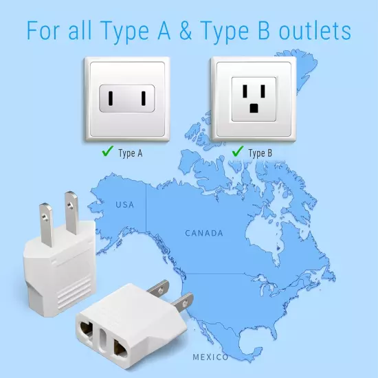 European to American Outlet Plug Adapter, EU Europe to US USA Travel Adapter Pl