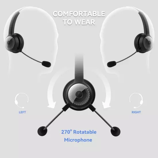 Wireless Headset for Computer, Bluetooth Headset with Noise Cancelling Microphon