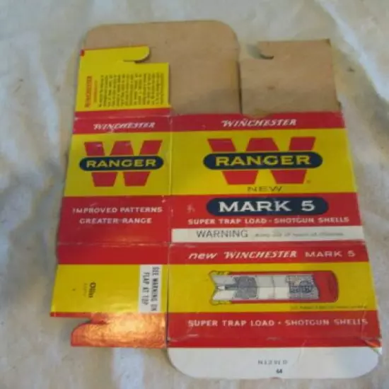 VINTAGE WINCHESTER RANGER MARK 5 SUPER TRAP 12 GA CARTRIDGE SHELLS Box Empty