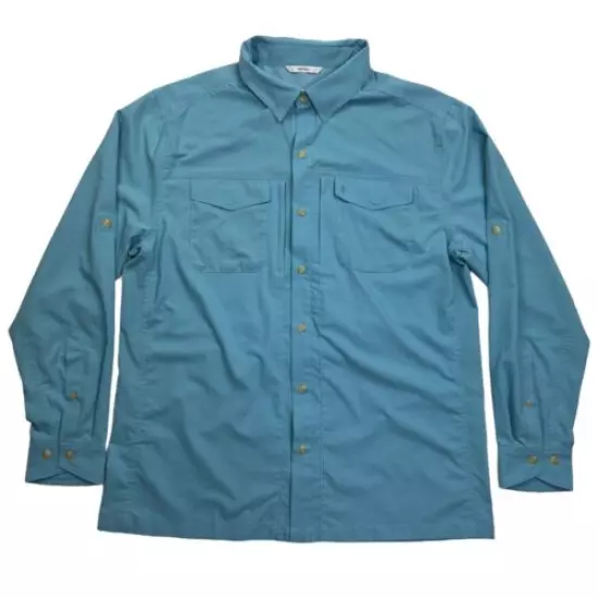 Coolibar UPF 50+ Men's Baraco Fishing Shirt Blue Size Large Breathable Stretch