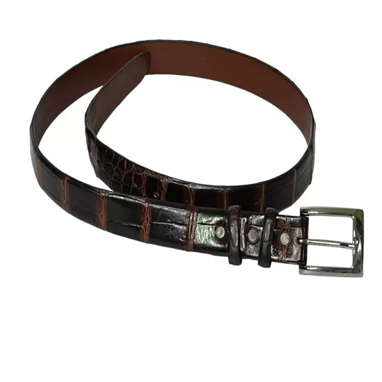 Saks 5th Avenue Genuine Brown American Alligator Leather Belt Mens 38