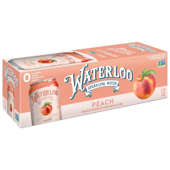 Waterloo Sparkling Water, Peach Naturally Flavored, 12 Fl Oz Cans (Pack of 12) –