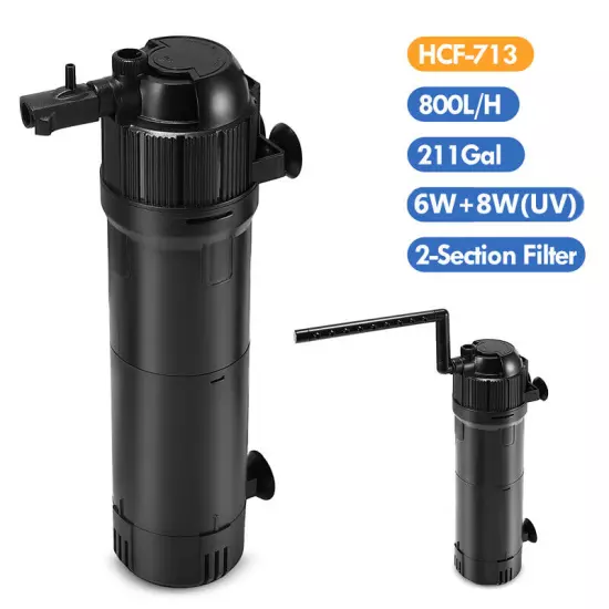 5-in-1 Internal Aquarium Fish Tank UV Sterilizer Filter Submersible Water Pump