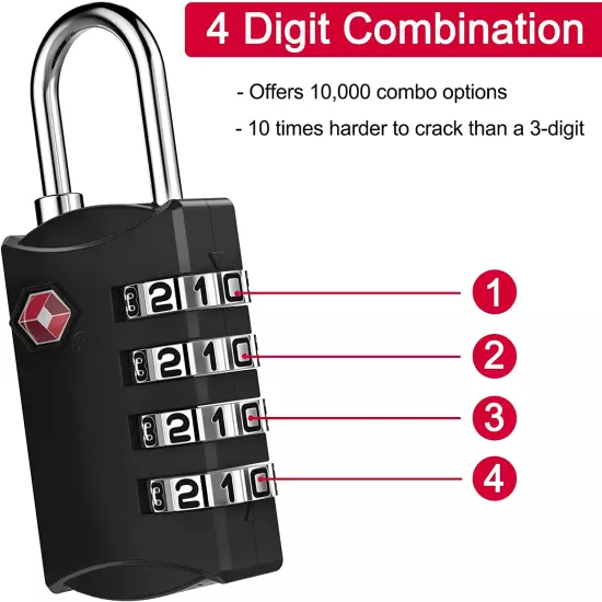 TSA Approved Luggage Lock, Travel Lock, 4 Digit Combination Lock for Scho