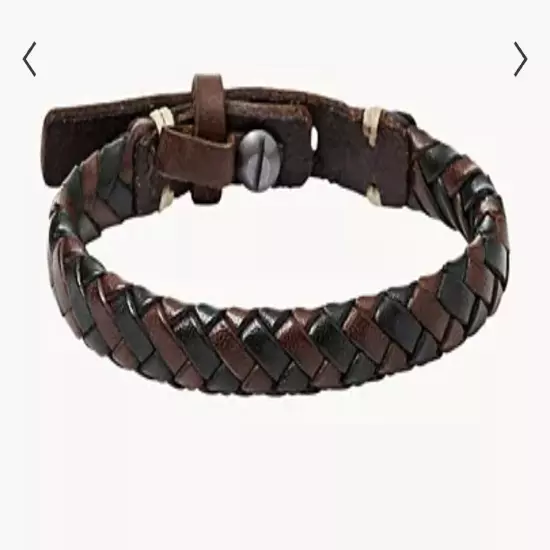 Fossil Men's Braided Bracelet Brown and Black - Black/Brown/Silver