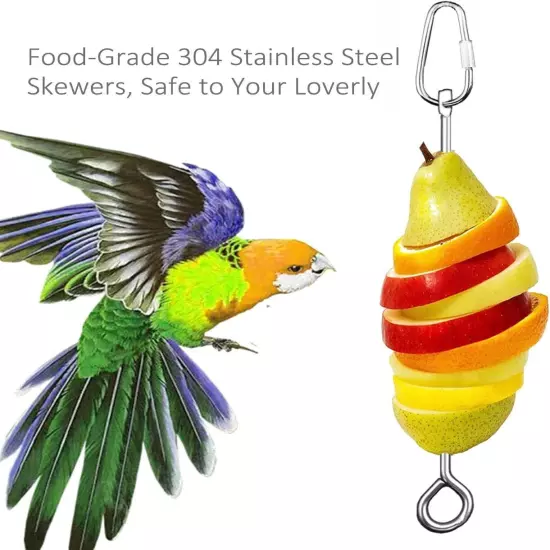 Bird Cage Food Holder Parrot Fruit Vegetable Skewer Feeder... 