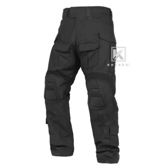 KRYDEX G3 Gun3 Combat Trouser Tactical Pants w/ Knee Pads Army Clothing Black