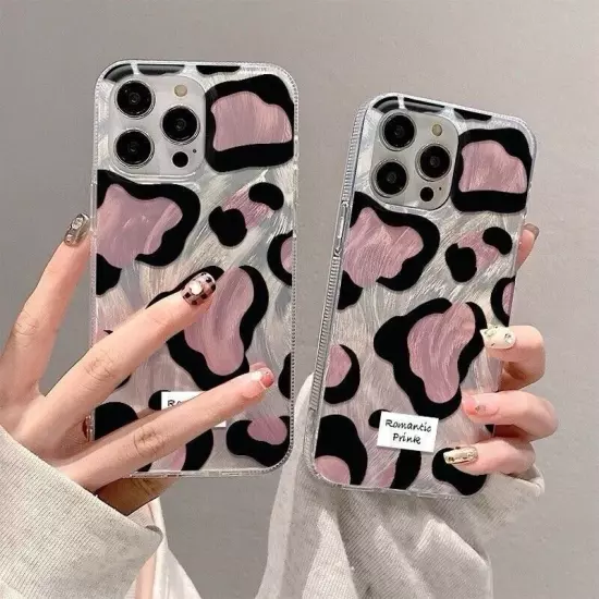 Plating Pink leopard Pattern Case For iPhone 14 Pro Max