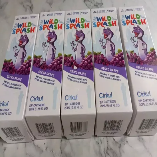 New Cirkul Wild Splash Flavor Cartridge Sip Gecko Grape 5 Pkgs. (Exp. 9/2025)