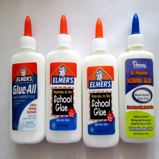 4/Bottle Washable Liquid School Glue, 4 oz. Safe and Non Toxic, Washable