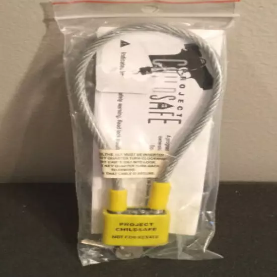 Project Childsafe Safety Lock - Firearm Guns Weapons - Cable Padlock 2 Keys New