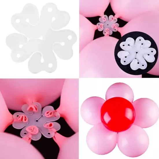 50-Pack Flower Shape Balloon Clips for Weddings & Parties, Portable Holder Decor