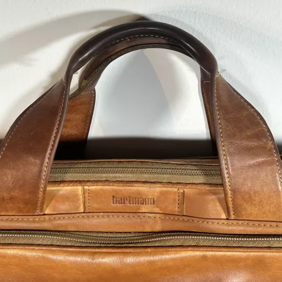 Hartmann Natural Belting Leather Expandable Laptop Briefcase Carryon