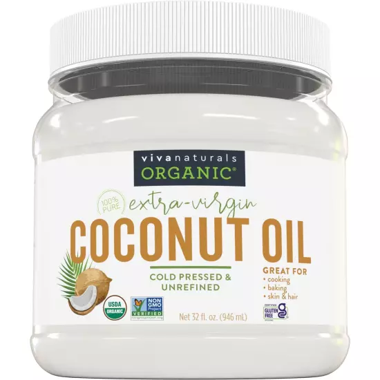 Organic Coconut Oil - Unrefined and Cold-Pressed, Natural Hair Oil, Skin Oil ...