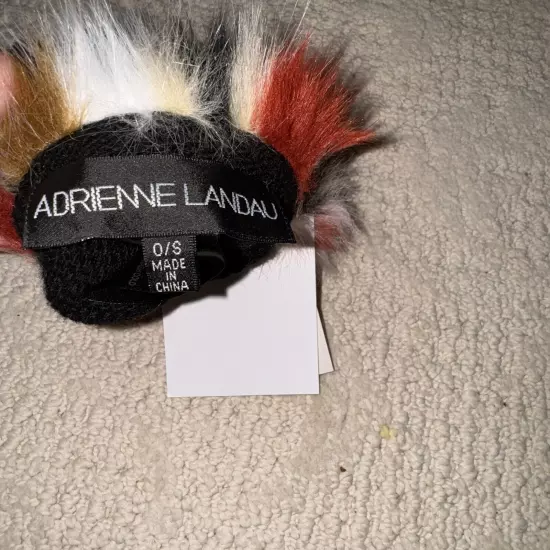 Adrienne Landau Wool Blend Black Convertible Gloves with Multicolour Faux Fur