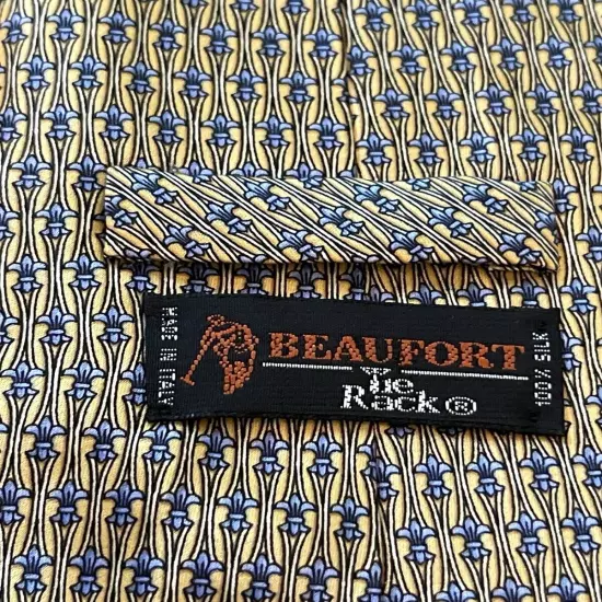 Beaufort Tie Rack Gold Blue 100% Silk Men’s Neck Tie Made In Italy