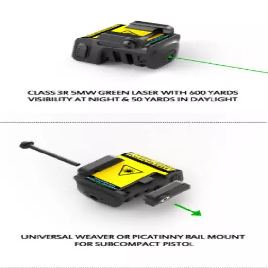 Green Rechargeable Laser Sight for Canik - Century Arms TP9, TP9SF, TP9SA & More