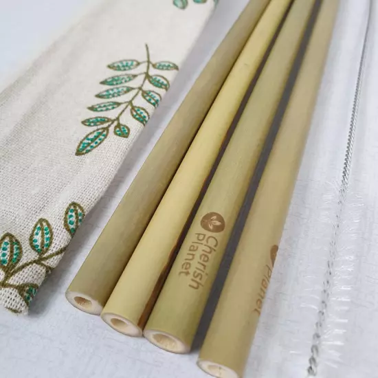 Reusable Bamboo Straw Set with Pouch by Cherish Planet