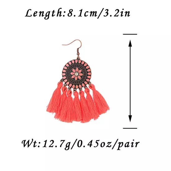 Fashion Women Bohemian Earrings Long Tassel Fringe Drop Dangle Ear Stud Jewelry