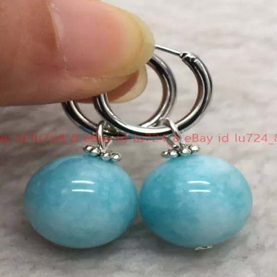 8/10/12mm Natural Multicolor Gemstone Round Beads Silver Leverback Earrings