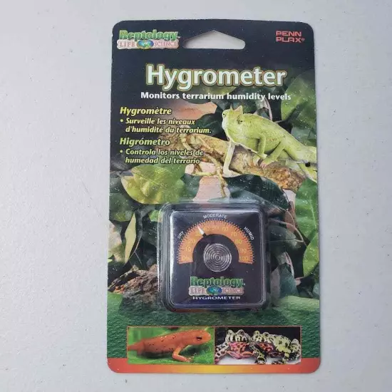 Reptology Penn Plax Hygrometer Monitor Terrarium Humidity Level Adhesive Sticker