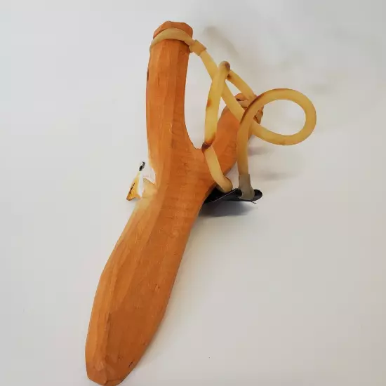 HANDMADE WOOD CARVED HAND PAINTED EAGLES HEAD SLING SHOT