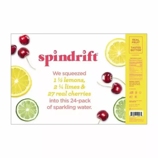 Spindrift Sparkling Water, Pink Lemonade, 12 Fluid Ounce (Pack of 24)