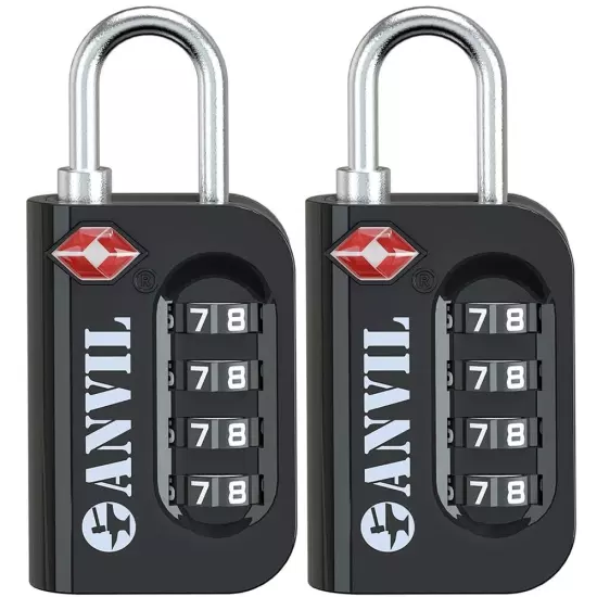 TSA Approved Luggage Lock - 4 Digit Combination, 10,000 Combinations, Easy-Read